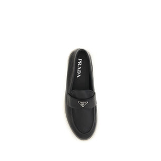 Prada Black Calf Leather Bos Taurus Slip-On Loafers