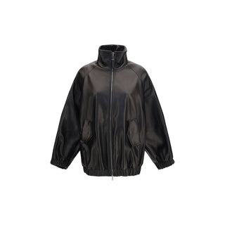 Brunello Cucinelli Black Lamb Ovis Aries Leather Jacket