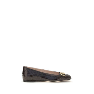 Valentino Garavani Brown Calf Leather Bos Taurus Ballet Flats