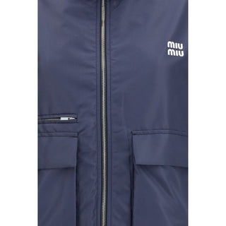 Miu Miu Blue Polyester Full-Length Jacket
