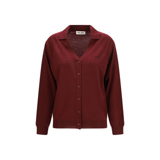 Miu Miu Bordeaux Wool Oves Aries Cardigan