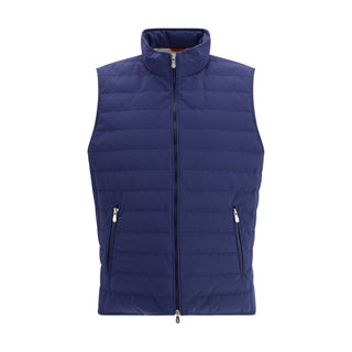 Brunello Cucinelli Blue Polyester Sleeveless Jacket