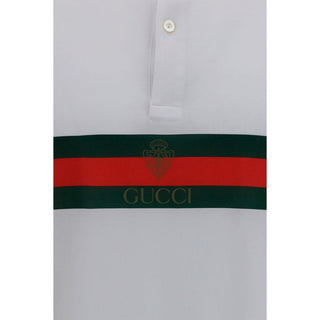 Gucci White Cotton Polo Shirt