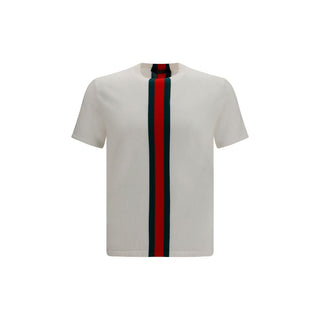 Gucci Web Intarsia Cotton Knit T-Shirt