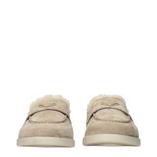 Prada Beige Leather Slip-On Loafers