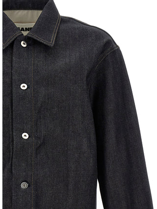 Jil Sander Blue Cotton Blouse