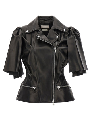 Alexander McQueen Black Lamb Leather Sleeveless Jacket