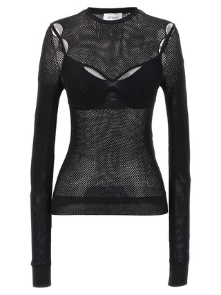 Off-White Black Viscose Tank Tops