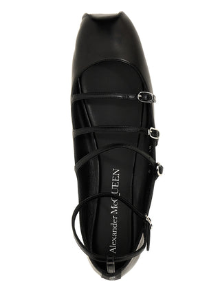 Alexander McQueen Black Calfskin Ballet Flats