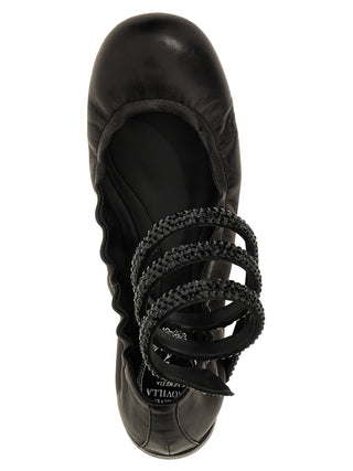 RENE CAOVILLA Black Lamb Leather Ballet Flats