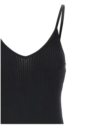 Khaite Black Viscose Midi Dress