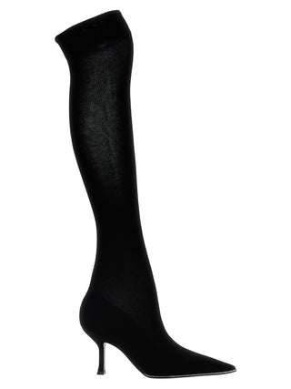 RENE CAOVILLA Black Leather Over The Knee