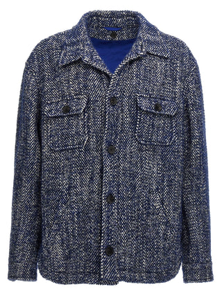 Etro Blue Wool Full-Length Jacket