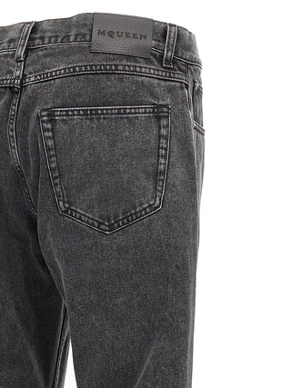 Alexander McQueen Black Cotton Straight-Leg Jeans