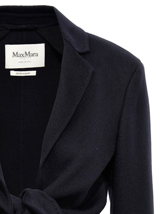 Max Mara Blue Wool Full-Length Jacket