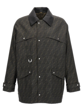 Fendi Brown Polyester Full-Length Jacket