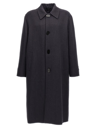 Fendi Blue Virgin Wool Coat