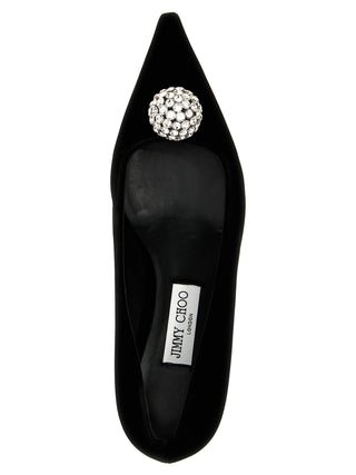 Jimmy Choo Black Textile Mid Heel Pumps