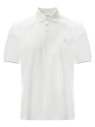 Brunello Cucinelli White Cotton Polo Shirt