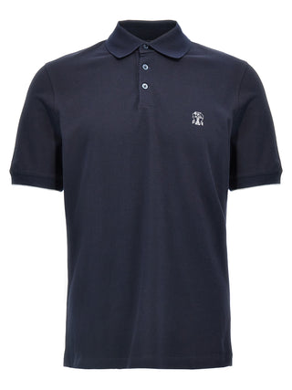 Brunello Cucinelli Blue Cotton Polo Shirt