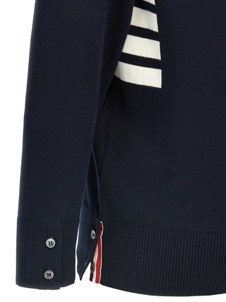 Thom Browne Blue Cotton Cardigan