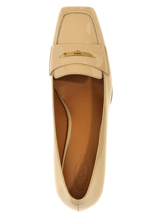 Tod's Beige Calfskin Mid Heel Pumps
