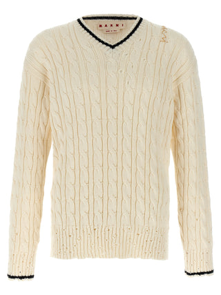 Marni White Cotton Cardigan