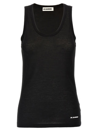 Jil Sander Black Cotton Sleeveles T-Shirt