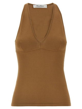 Max Mara Brown Viscose Sleeveles T-Shirt