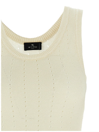 Etro White Silk Sleeveless T-Shirt