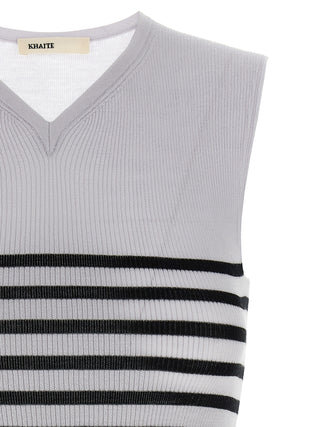 Khaite Bicolor Wool Sleeveles T-Shirt