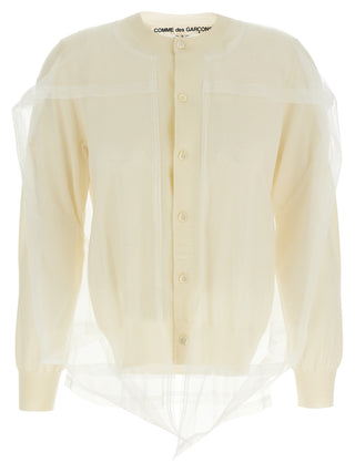 Comme Des Garçons White Wool Cardigan