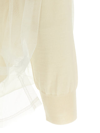 Comme Des Garçons White Wool Cardigan
