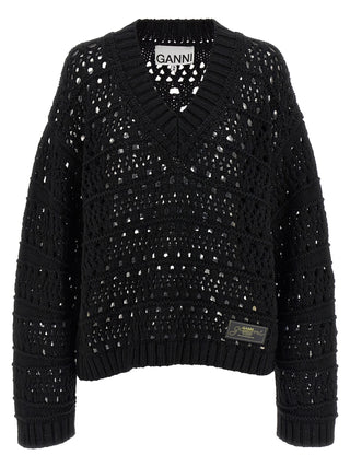 Ganni Black Cotton Cardigan