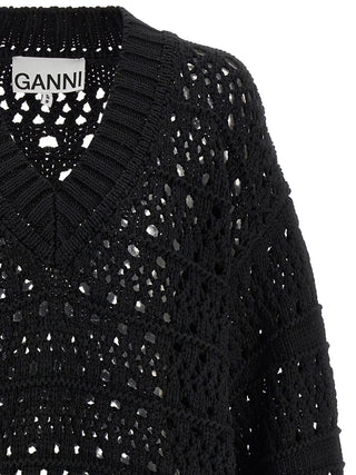 Ganni Black Cotton Cardigan