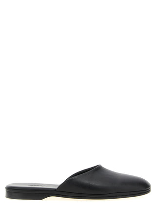 Brioni Black Calfskin Mules