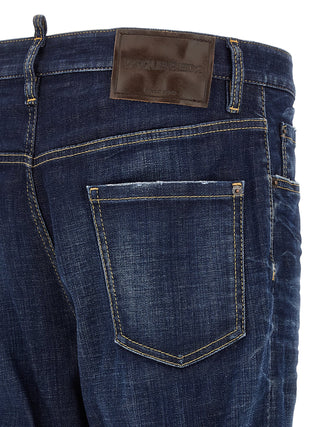 Dsquared² Blue Cotton Straight-Leg Jeans