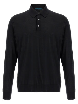 Kiton Black Wool Polo Shirt