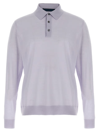 Kiton Blue Wool Polo Shirt