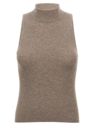 Brunello Cucinelli Brown Cashmere Sleeveles Sweater