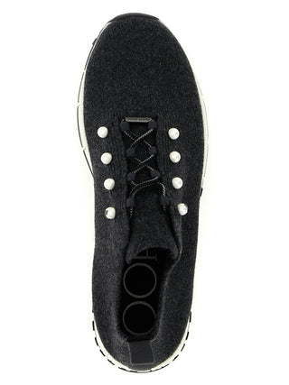 Jimmy Choo Black Tencel Low Top Sneakers