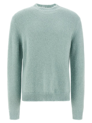 Jil Sander Blue Alpaca Leather Cardigan