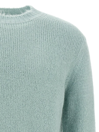 Jil Sander Blue Alpaca Leather Cardigan