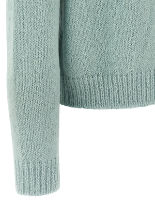 Jil Sander Blue Alpaca Leather Cardigan