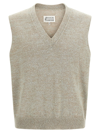 Maison Margiela Beige Cotton Sleeveles Sweater