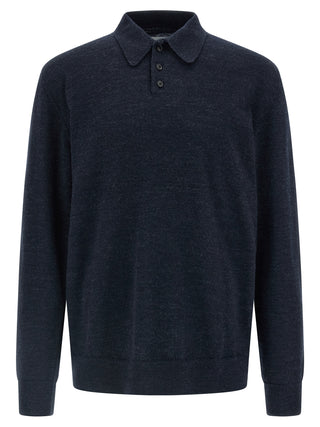 Maison Margiela Blue Wool Polo Shirt