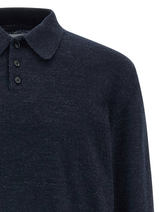 Maison Margiela Blue Wool Polo Shirt