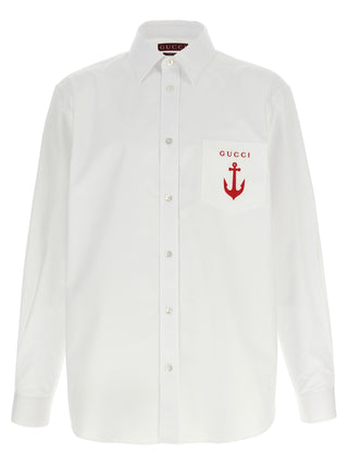 Gucci White Cotton Blouse