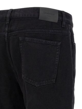 Saint Laurent Black Cotton Straight-Leg Jeans