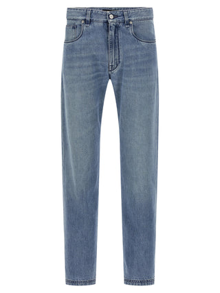 Fendi Blue Cotton Straight-Leg Jeans